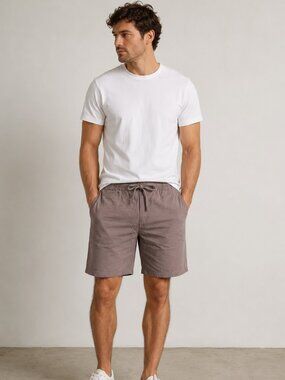 555 Soul Men’s Stone Casual Cotton Drawstring Shorts – Size 34 – NWT